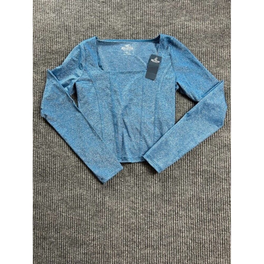 Hollister Square Neck Corset Shimmer Stretchy Metallic  Fitted Blouse Top Small